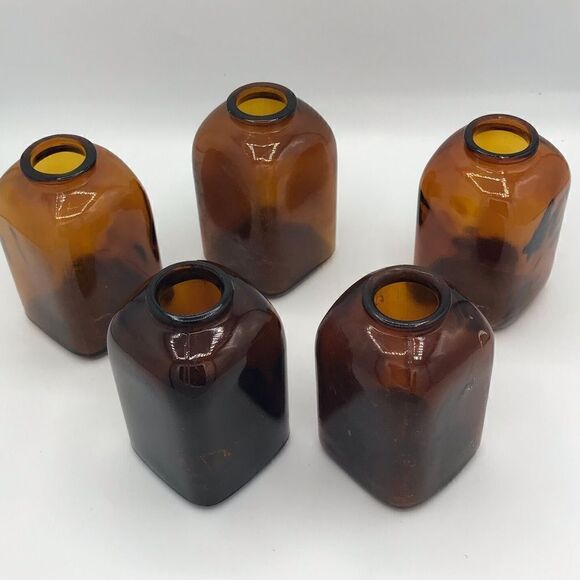 Vintage Squared Brown Glass Snuff Bottle Bundle of 5 - Picture 10 of 16